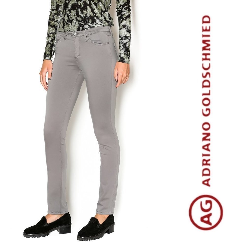 AG Jeans Prima Cigarette Skinny Womens 28R Gray Stretch Sateen $188 Designer EUC